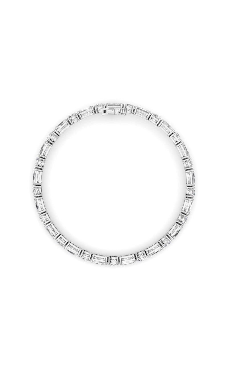 15CTW Emerald And Round Lab Grown Diamond (F/VS ) Bracelet in 14K Gold