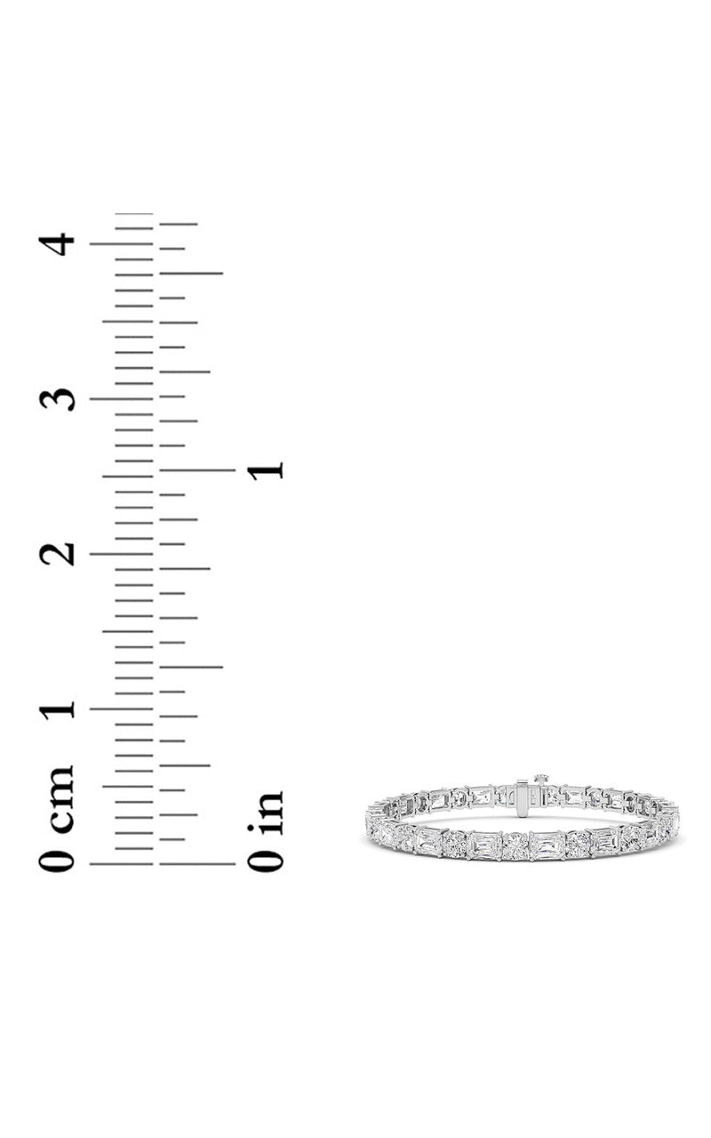 15CTW Emerald And Round Lab Grown Diamond (F/VS ) Bracelet in 14K Gold