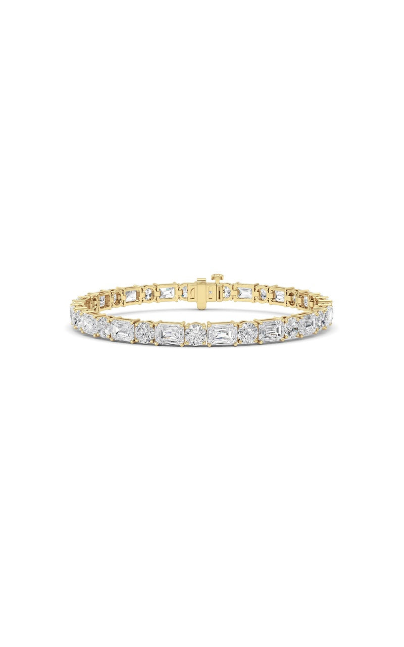 15CTW Emerald And Round Lab Grown Diamond (F/VS ) Bracelet in 14K Gold