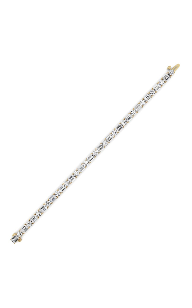 15CTW Emerald And Round Lab Grown Diamond (F/VS ) Bracelet in 14K Gold