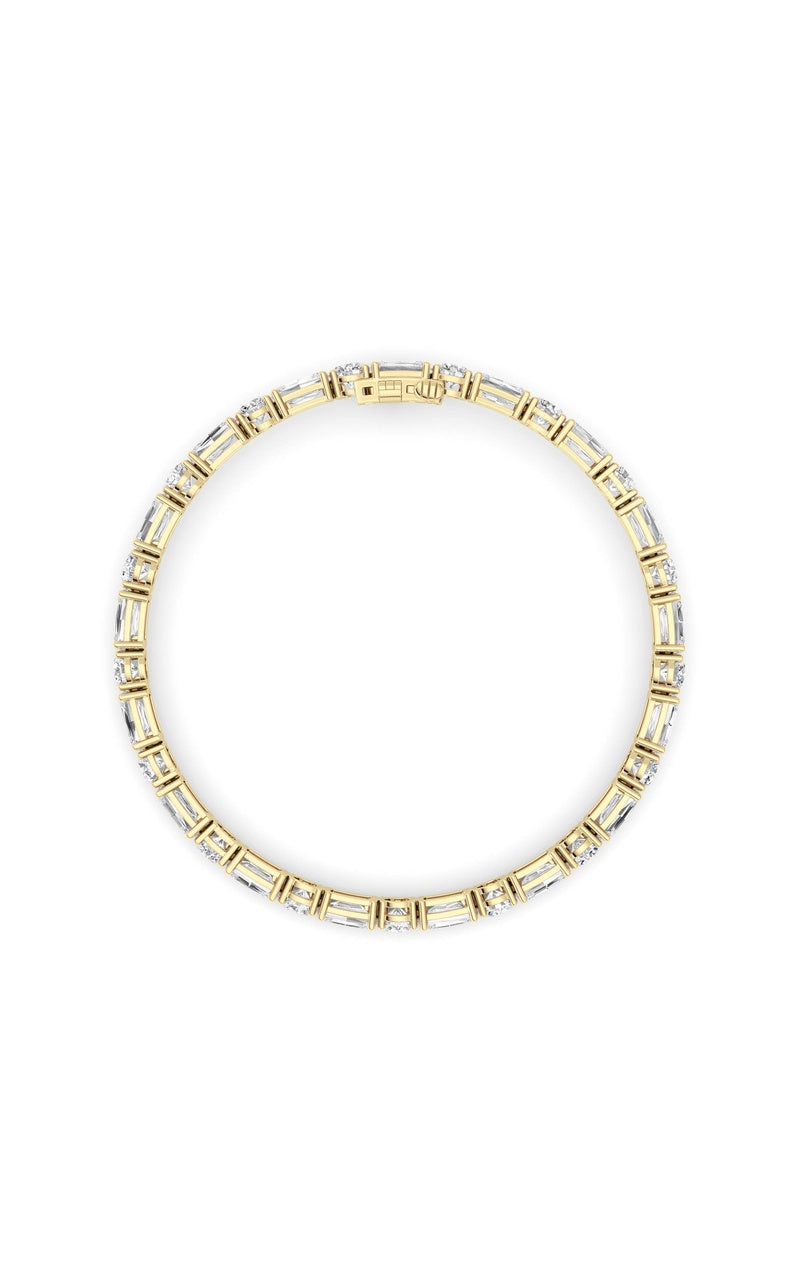 15CTW Emerald And Round Lab Grown Diamond (F/VS ) Bracelet in 14K Gold