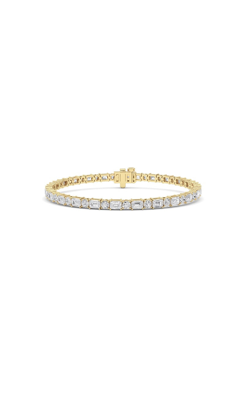 7CTW Emerald And Round Lab Grown Diamond (F/VS ) Bracelet in 14K Gold