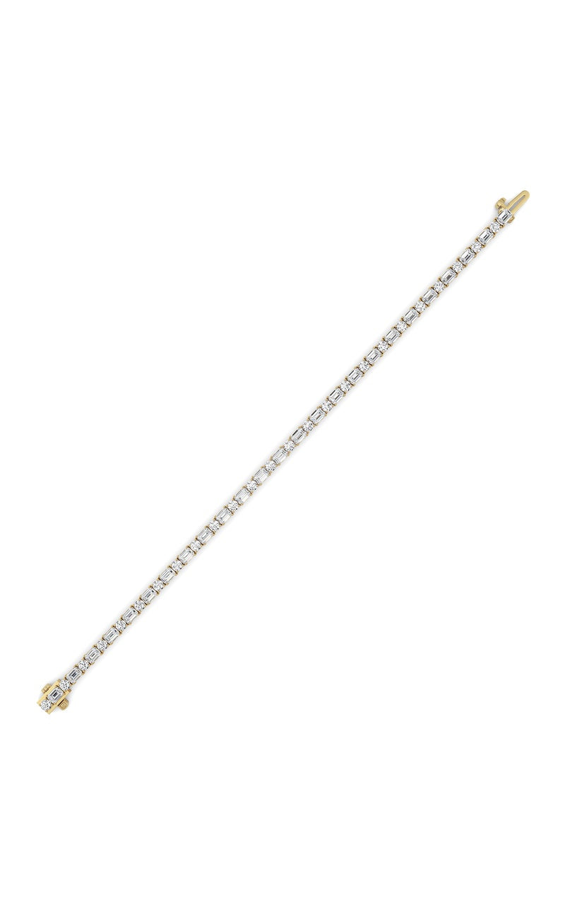 7CTW Emerald And Round Lab Grown Diamond (F/VS ) Bracelet in 14K Gold