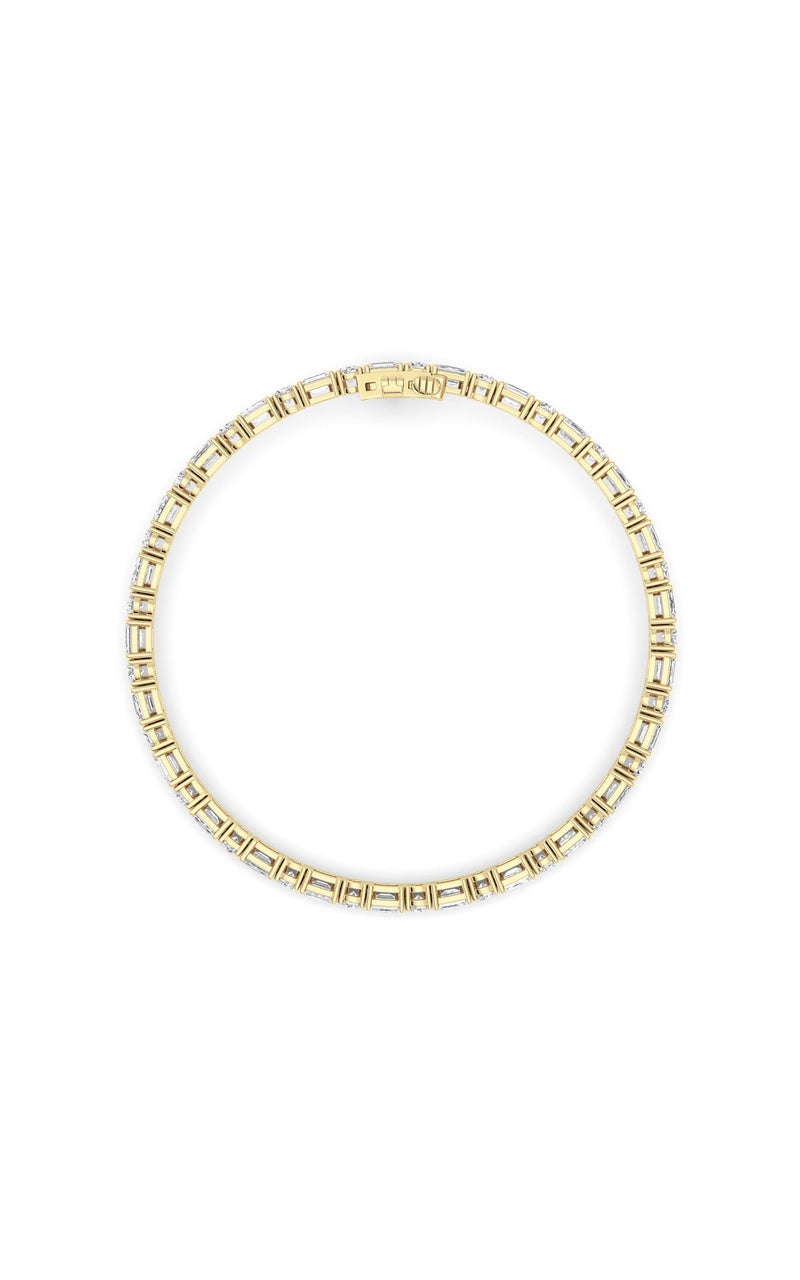7CTW Emerald And Round Lab Grown Diamond (F/VS ) Bracelet in 14K Gold