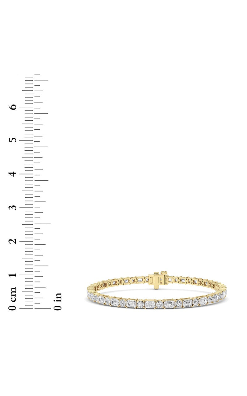 7CTW Emerald And Round Lab Grown Diamond (F/VS ) Bracelet in 14K Gold