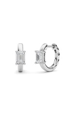 Load image into Gallery viewer, 1CTW Emerald Shaped Lab Grown Diamond (F/VS ) Huggie Earrings in 14K Gold
