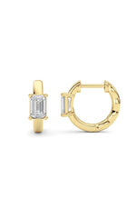 Load image into Gallery viewer, 1CTW Emerald Shaped Lab Grown Diamond (F/VS ) Huggie Earrings in 14K Gold

