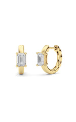 Load image into Gallery viewer, 1CTW Emerald Shaped Lab Grown Diamond (F/VS ) Huggie Earrings in 14K Gold
