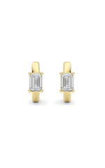 Load image into Gallery viewer, 1CTW Emerald Shaped Lab Grown Diamond (F/VS ) Huggie Earrings in 14K Gold
