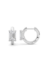 Load image into Gallery viewer, 2CTW Emerald Shaped Lab Grown Diamond (F/VS ) Huggie Earrings in 14K Gold
