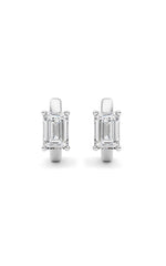 Load image into Gallery viewer, 2CTW Emerald Shaped Lab Grown Diamond (F/VS ) Huggie Earrings in 14K Gold
