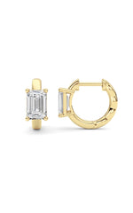 Load image into Gallery viewer, 2CTW Emerald Shaped Lab Grown Diamond (F/VS ) Huggie Earrings in 14K Gold
