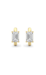 Load image into Gallery viewer, 2CTW Emerald Shaped Lab Grown Diamond (F/VS ) Huggie Earrings in 14K Gold
