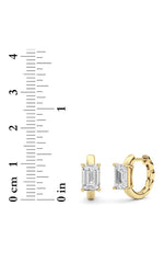 Load image into Gallery viewer, 2CTW Emerald Shaped Lab Grown Diamond (F/VS ) Huggie Earrings in 14K Gold
