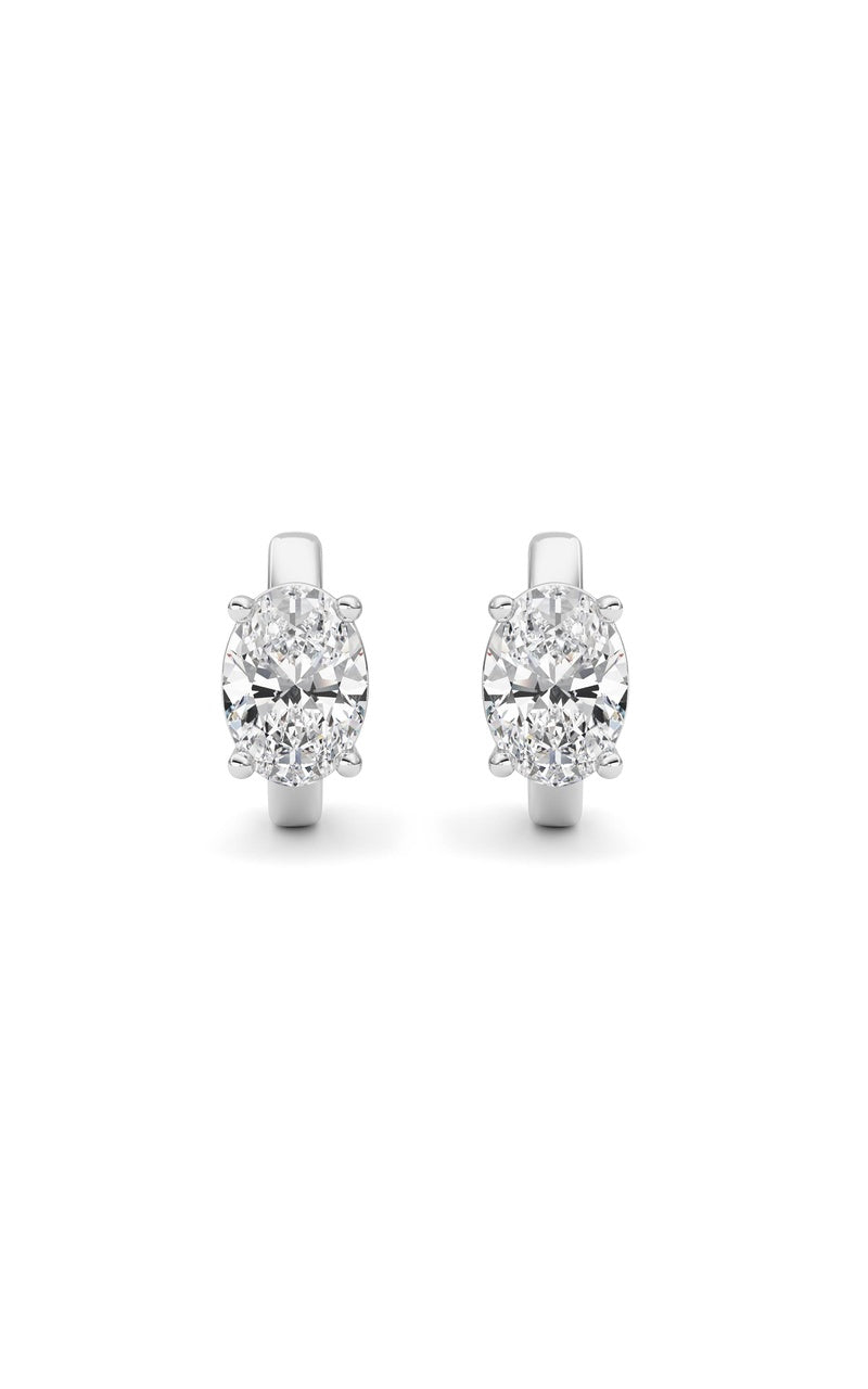 2CTW Oval Shaped Lab Grown Diamond (F/VS ) Huggie Earrings in 14K Gold
