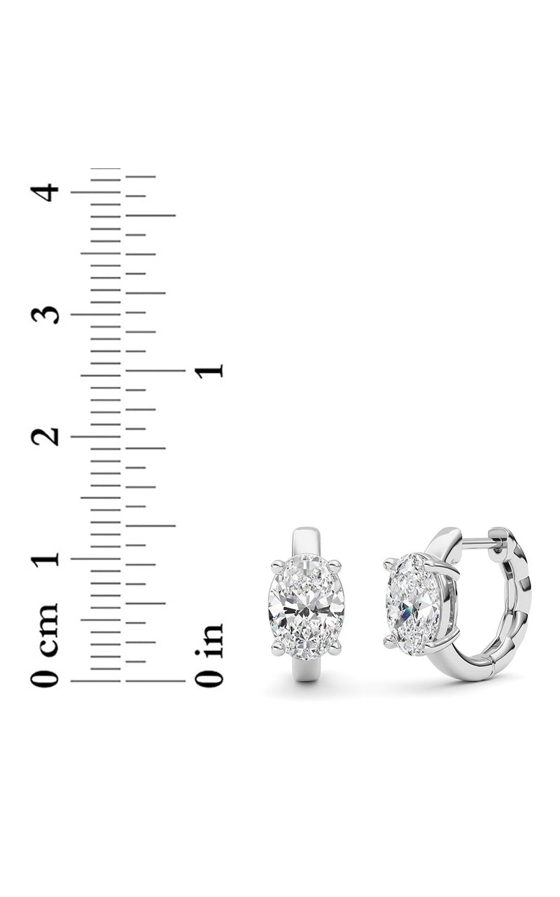2CTW Oval Shaped Lab Grown Diamond (F/VS ) Huggie Earrings in 14K Gold