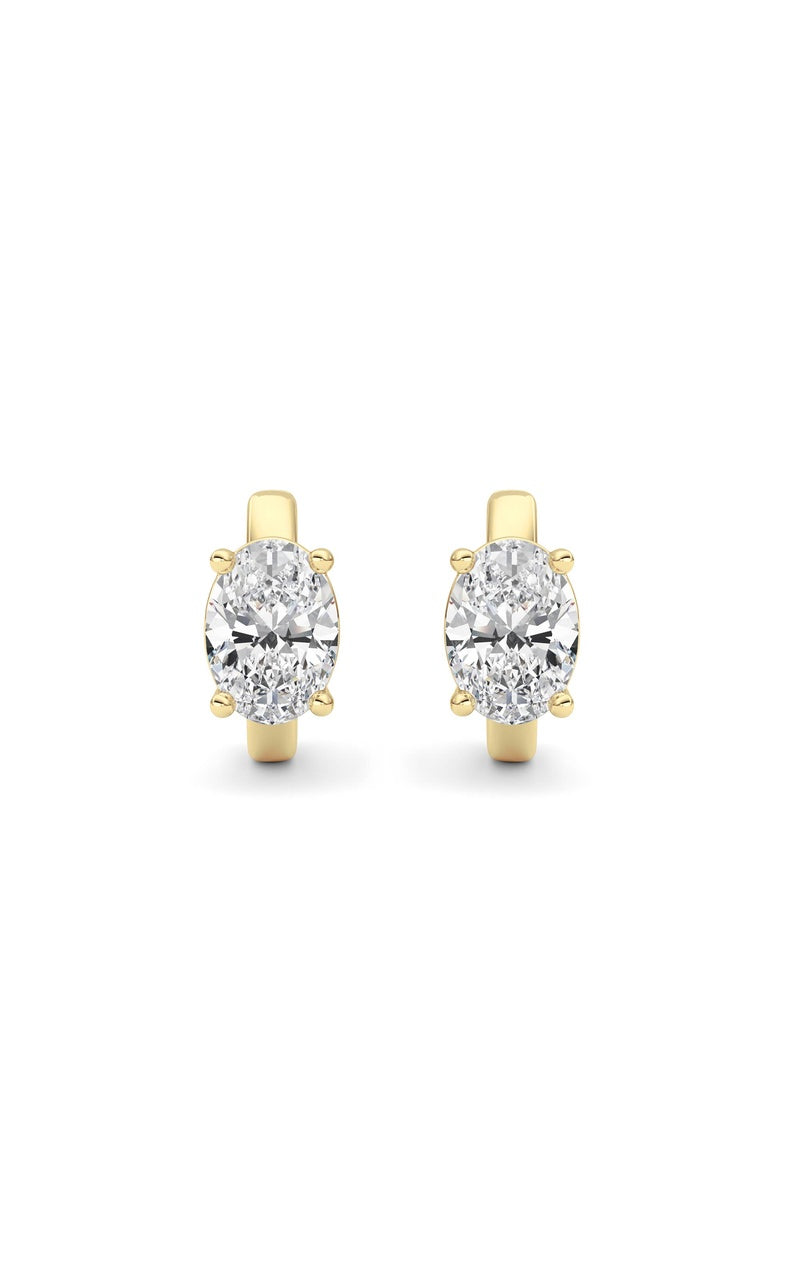 2CTW Oval Shaped Lab Grown Diamond (F/VS ) Huggie Earrings in 14K Gold