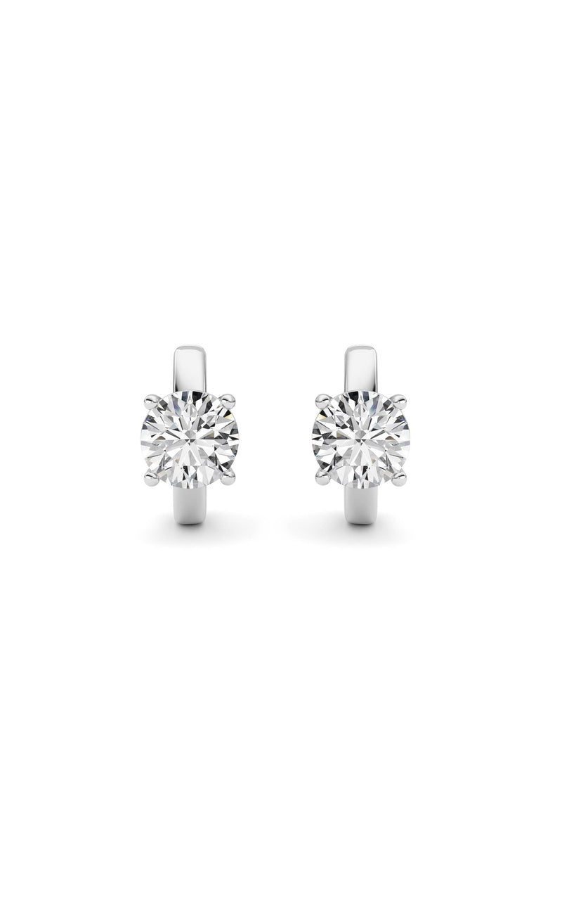 2CTW Round Shaped Lab Grown Diamond (F/VS ) Huggie Earrings in 14K Gold
