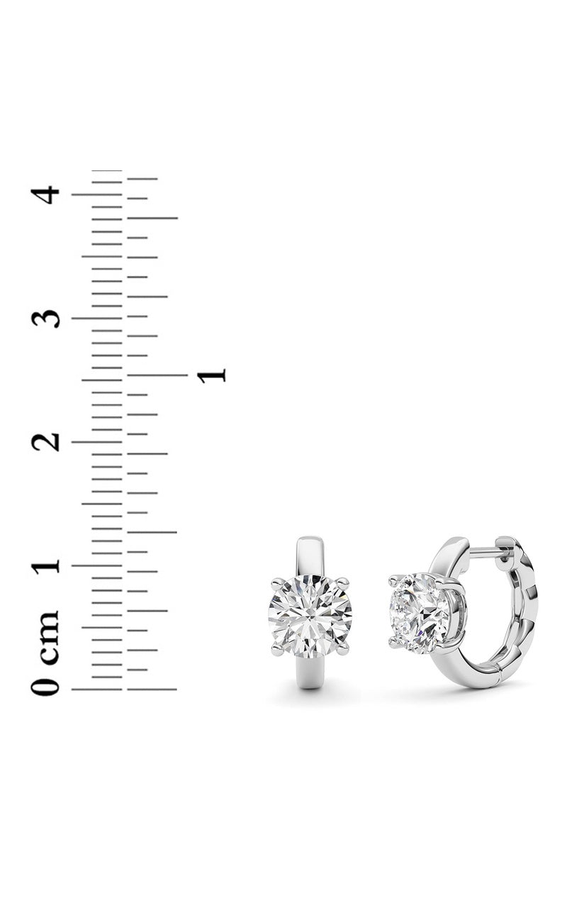 2CTW Round Shaped Lab Grown Diamond (F/VS ) Huggie Earrings in 14K Gold