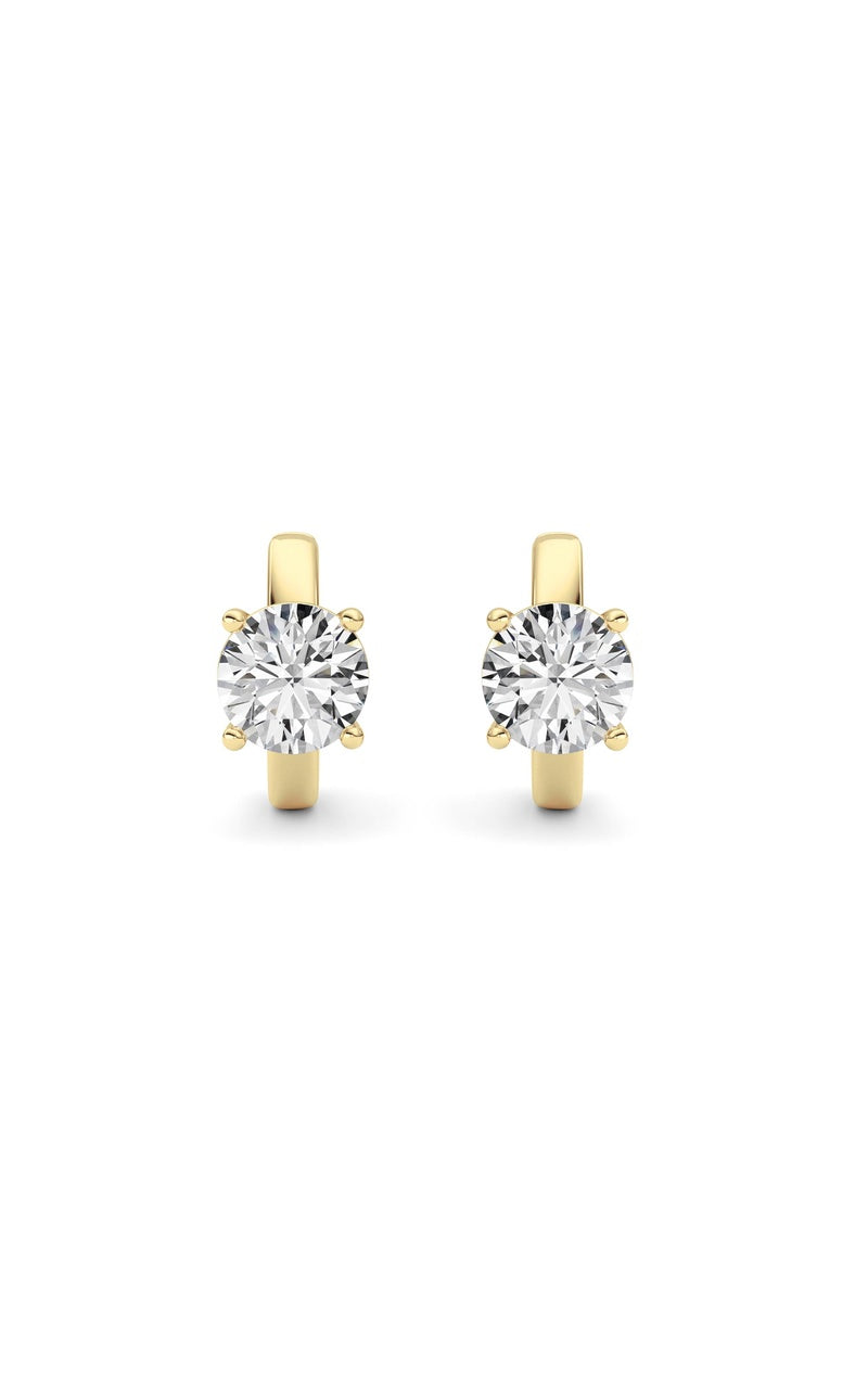 2CTW Round Shaped Lab Grown Diamond (F/VS ) Huggie Earrings in 14K Gold