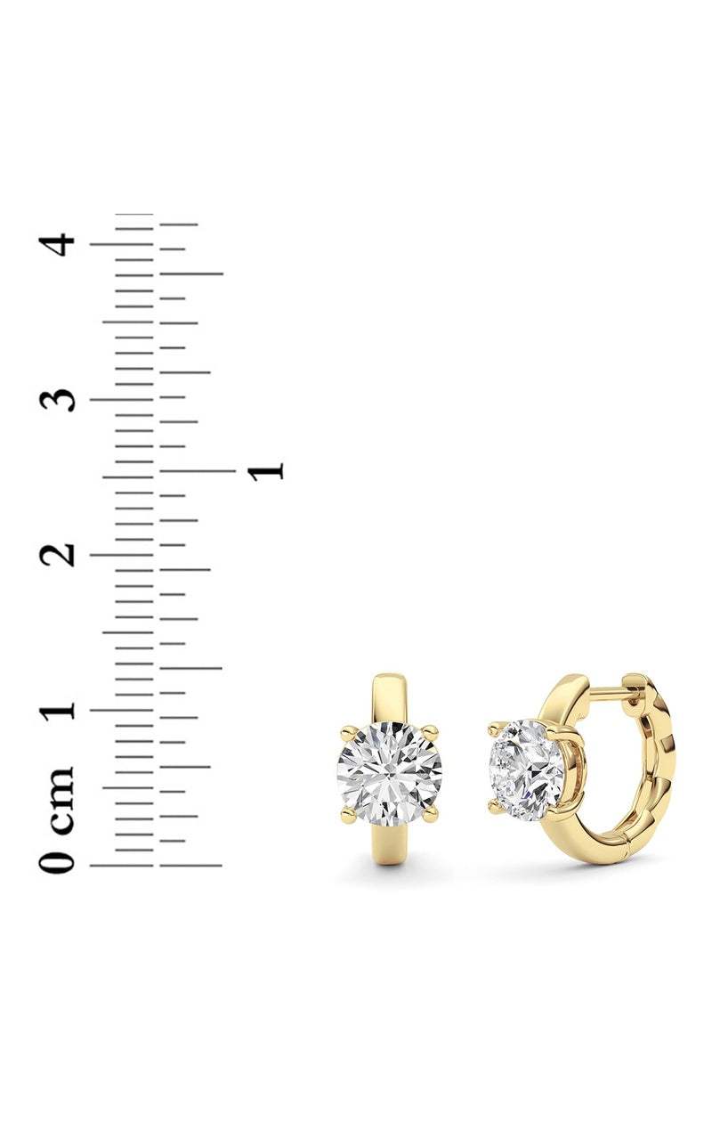 2CTW Round Shaped Lab Grown Diamond (F/VS ) Huggie Earrings in 14K Gold