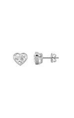 Load image into Gallery viewer, 2CTW Heart Shaped Lab Grown Diamond (F/VS) Bezel Set Stud Earrings in 14K Gold
