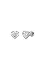 Load image into Gallery viewer, 2CTW Heart Shaped Lab Grown Diamond (F/VS) Bezel Set Stud Earrings in 14K Gold
