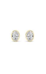 Load image into Gallery viewer, 2CTW Oval Shaped Lab Grown Diamond (F/VS) Bezel Set Stud Earrings in 14K Gold

