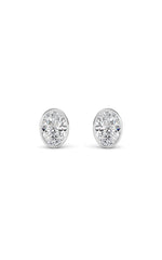 Load image into Gallery viewer, 4CTW Oval Shaped Lab Grown Diamond (F/VS) Bezel Set Stud Earrings in 14K Gold
