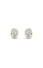 Load image into Gallery viewer, 4CTW Oval Shaped Lab Grown Diamond (F/VS) Bezel Set Stud Earrings in 14K Gold
