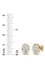 Load image into Gallery viewer, 4CTW Oval Shaped Lab Grown Diamond (F/VS) Bezel Set Stud Earrings in 14K Gold

