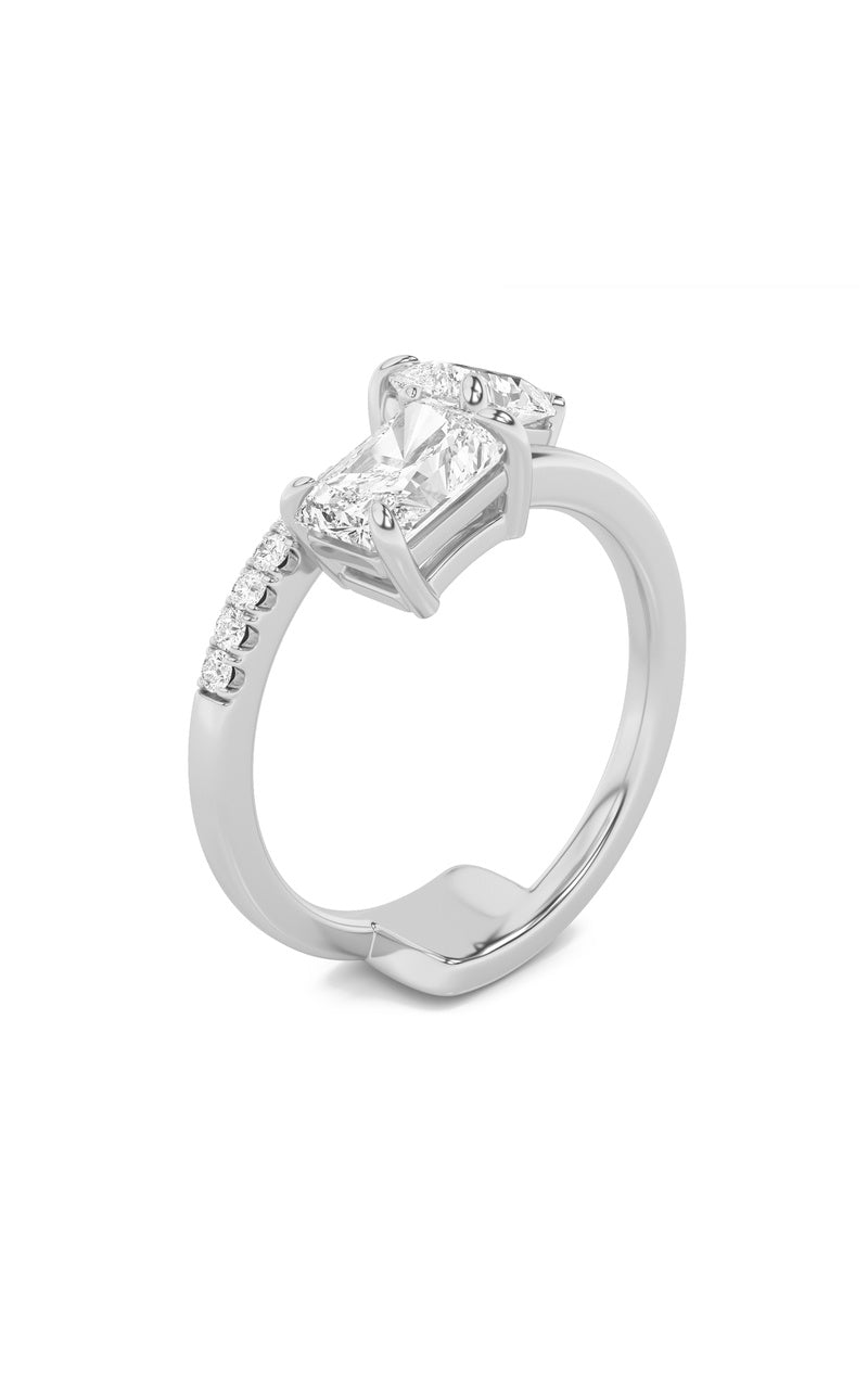 1.5CTW Pear Shaped Lab Grown Diamond (F/VS) Toi et Moi Fashion Ring in 14K Gold