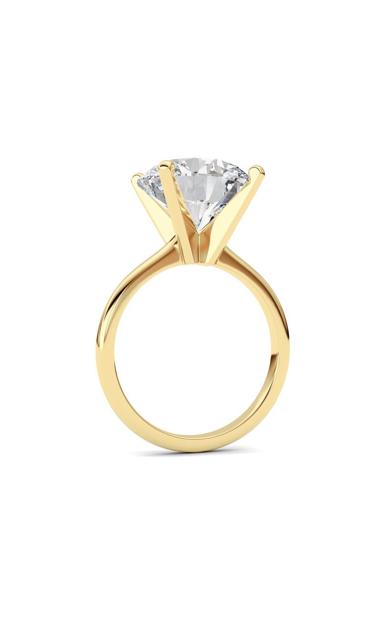5CTW Round Shaped Lab Grown Diamond Classic Solitaire Ring in 14K Gold (F/VS)