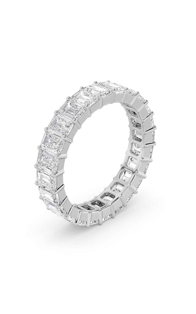 2.9CTW Emerald Shaped Lab Grown Diamond Split Prong Eternity Ring in 14K Gold (F/VS)