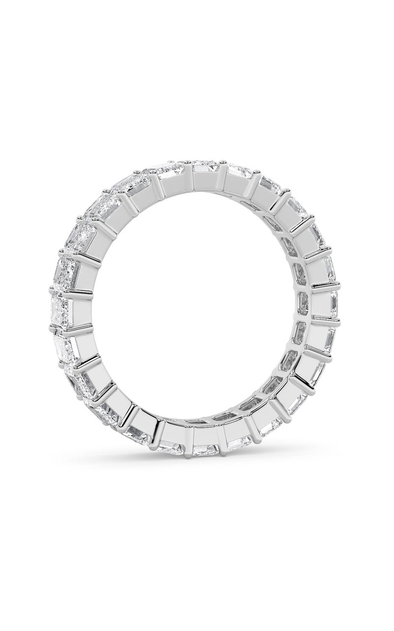 2.9CTW Emerald Shaped Lab Grown Diamond Split Prong Eternity Ring in 14K Gold (F/VS)
