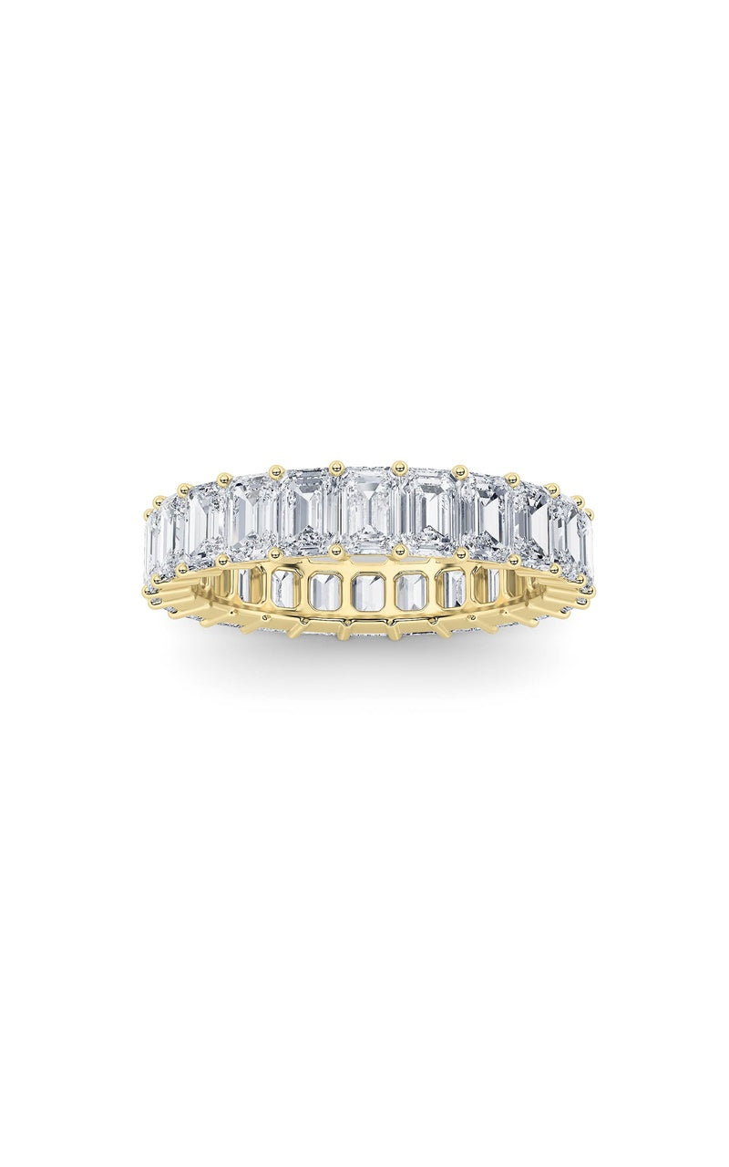 2.9CTW Emerald Shaped Lab Grown Diamond Split Prong Eternity Ring in 14K Gold (F/VS)