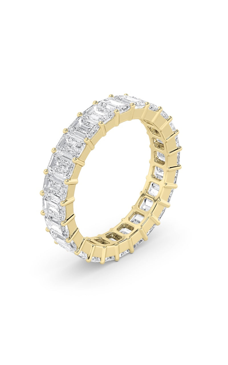 2.9CTW Emerald Shaped Lab Grown Diamond Split Prong Eternity Ring in 14K Gold (F/VS)