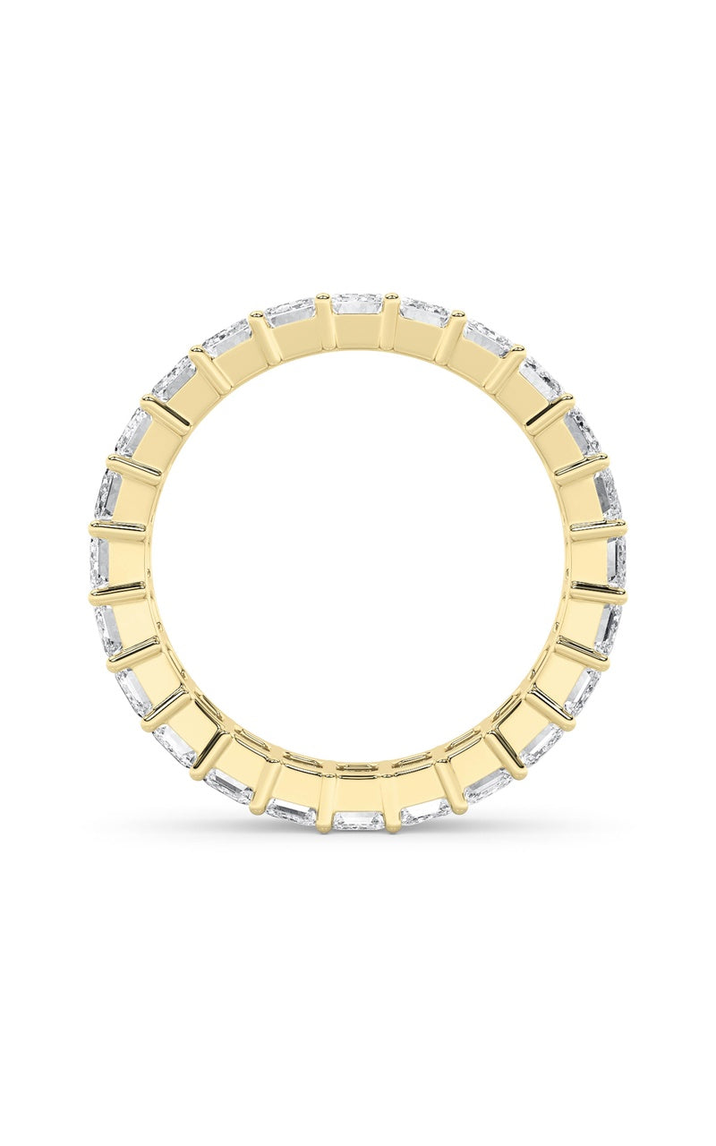 2.9CTW Emerald Shaped Lab Grown Diamond Split Prong Eternity Ring in 14K Gold (F/VS)