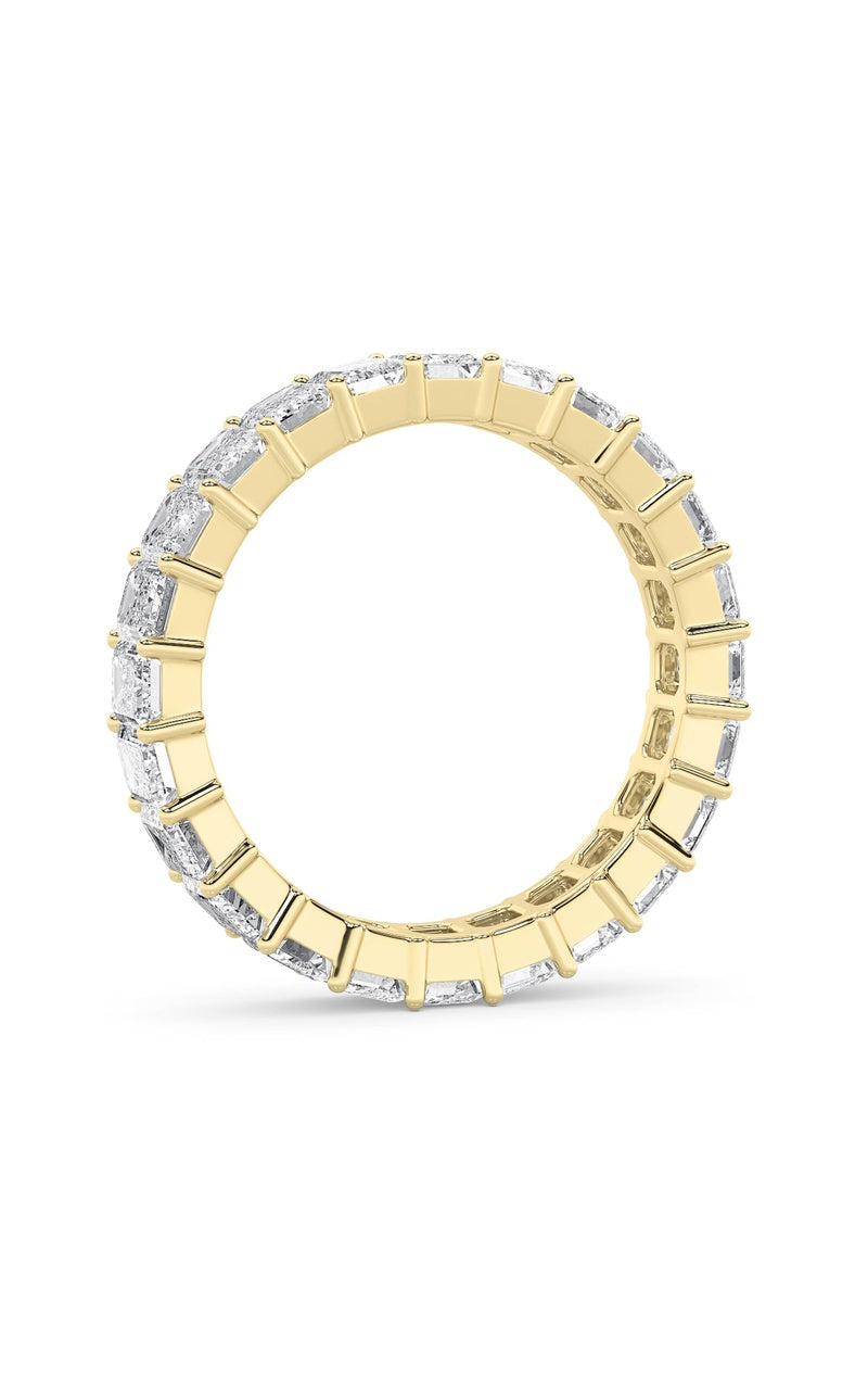 2.9CTW Emerald Shaped Lab Grown Diamond Split Prong Eternity Ring in 14K Gold (F/VS)