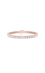 Load image into Gallery viewer, 12.5CTW Emerald Shaped Lab Grown Diamond (F/VS) East West Line Bracelet in 14K Gold

