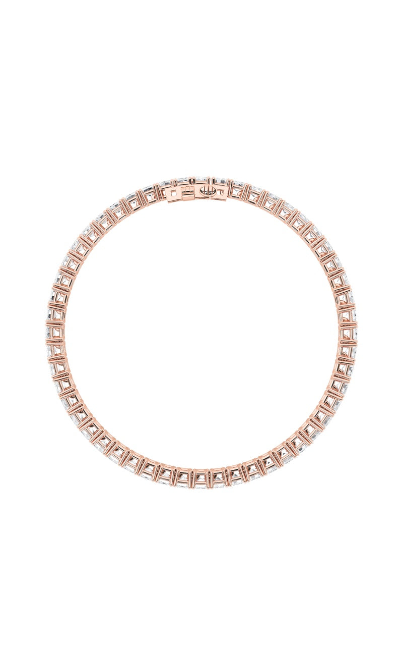 15CTW Emerald Shaped Lab Grown Diamond (F/VS) East West Line Bracelet in 14K Gold