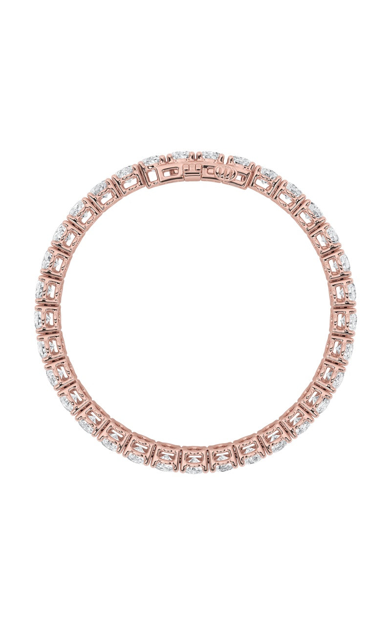 12.5CTW Oval Shaped Lab Grown Diamond (F/VS) East West Line Bracelet in 14K Gold
