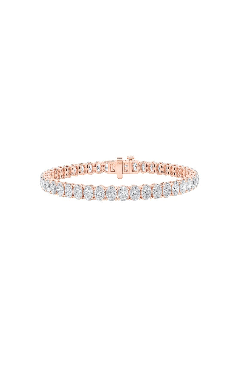 9CTW Oval Shaped Lab Grown Diamond (G/VS) East West Line Bracelet in 14K Gold