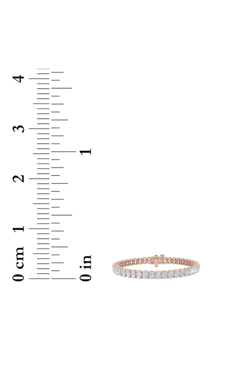 9CTW Oval Shaped Lab Grown Diamond (G/VS) East West Line Bracelet in 14K Gold