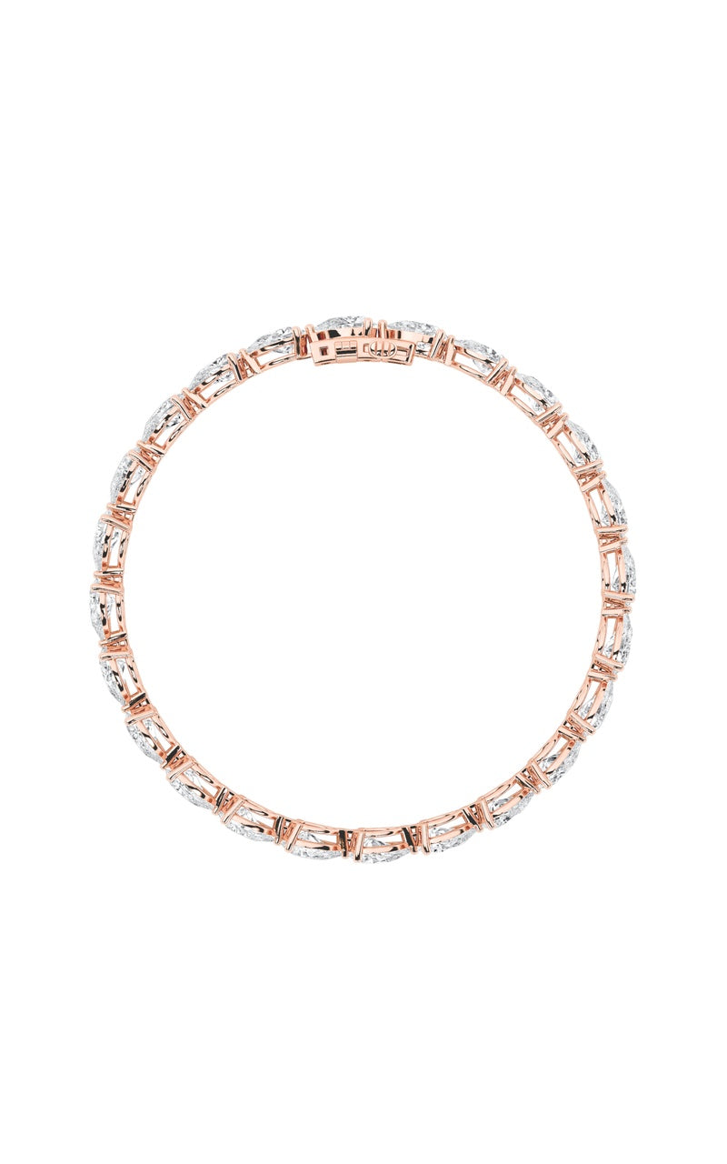 10CTW Pear Shaped Lab Grown Diamond (F/VS) Fancy Line Bracelet in 14K Gold
