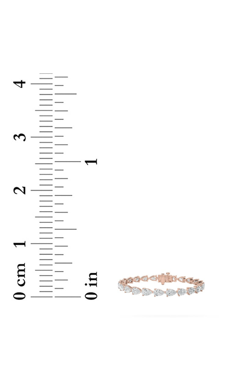10CTW Pear Shaped Lab Grown Diamond (F/VS) Fancy Line Bracelet in 14K Gold