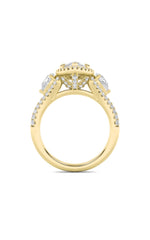 Load image into Gallery viewer, 3CTW Marquise Shaped Lab Grown Diamond (F/VS) Three Stone Bold Accented Engagement Ring in 14K Gold

