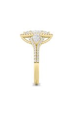 Load image into Gallery viewer, 3CTW Marquise Shaped Lab Grown Diamond (F/VS) Three Stone Bold Accented Engagement Ring in 14K Gold
