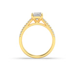 Load image into Gallery viewer, 2CTW Emerald Shaped Lab Grown Diamond (F/VS) Cross Shank Accented Engagement Ring in 14K Gold

