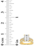 Load image into Gallery viewer, 2CTW Emerald Shaped Lab Grown Diamond (F/VS) Cross Shank Accented Engagement Ring in 14K Gold
